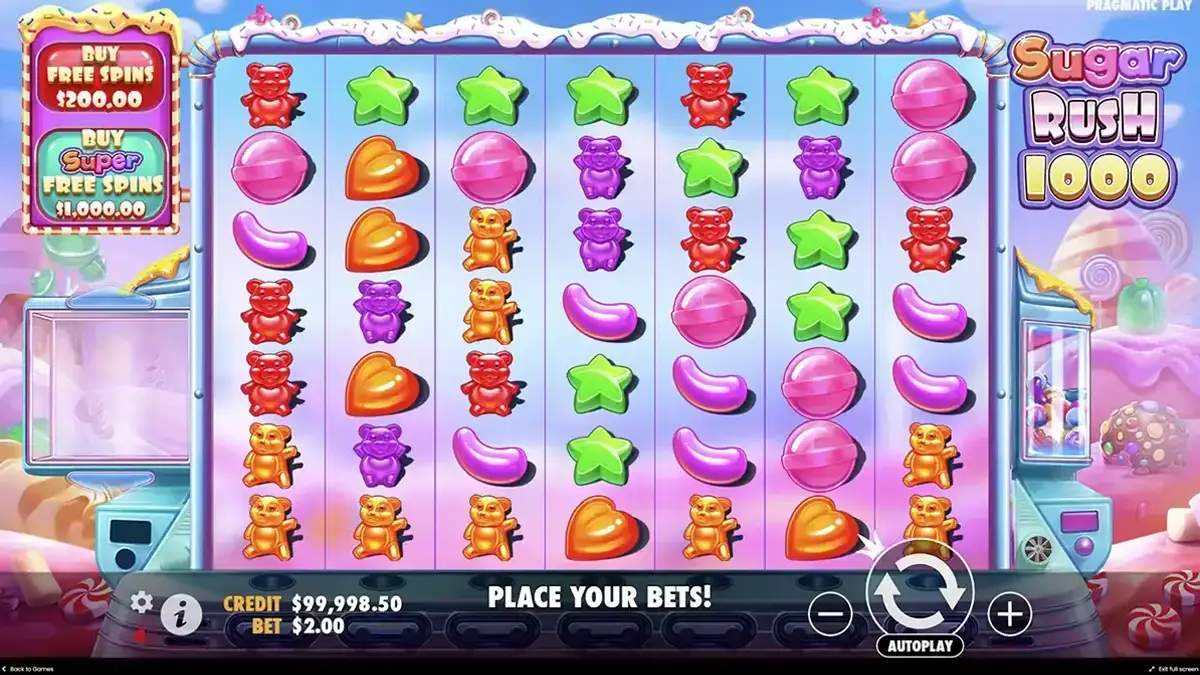 Funcionalidad del juego de demostración Sugar Rush 1000