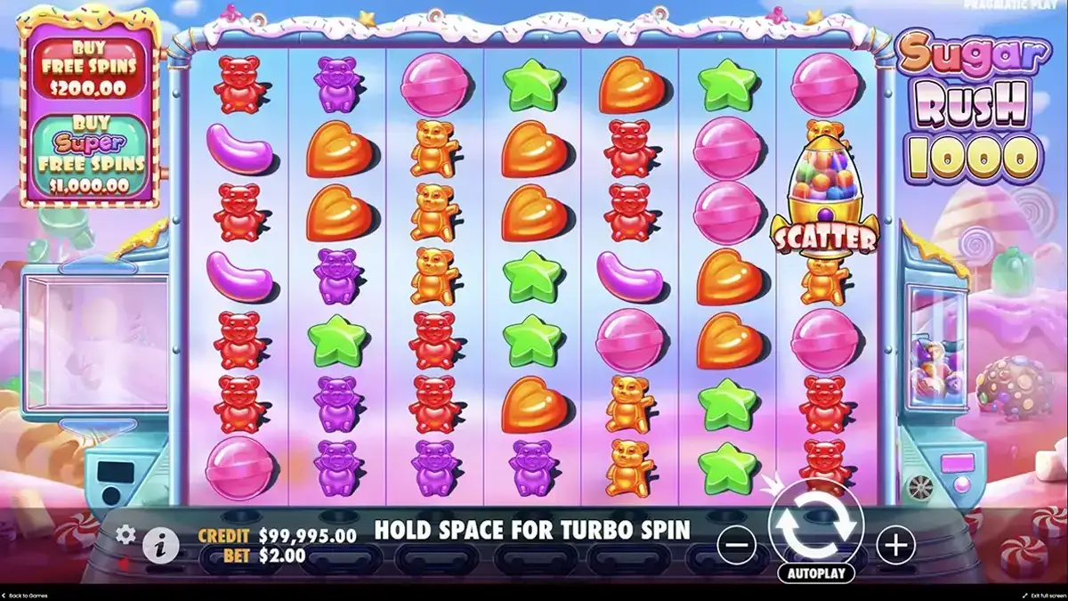 Activación de funciones especiales de Sugar Rush 1000