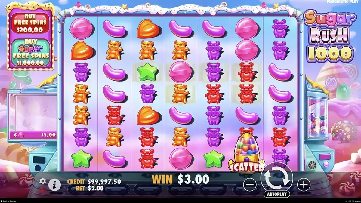 Obtén bonificaciones en la tragamonedas Sugar Rush 1000